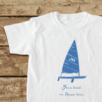 Personalized Monogram Text Sailboat Racing Blue