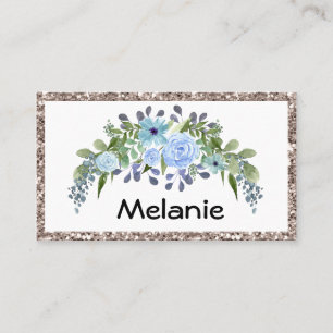 Personalized monogram text watercolor flower flora business card