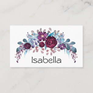 Personalized monogram text watercolor flower flora business card