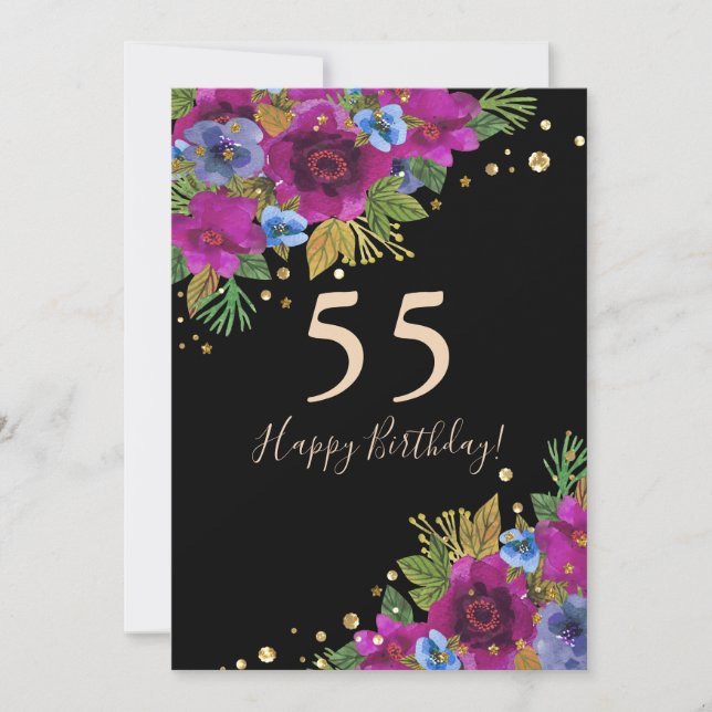 Personalized monogram text watercolor flower flora invitation (Front)