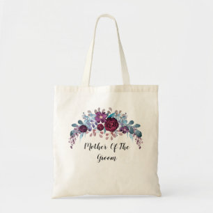 Personalized monogram text watercolor flower flora tote bag