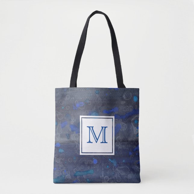 Personalized Monogram Tote Bag | Blue (Front)