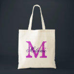 Personalized monogram tote bag | Orchid purple<br><div class="desc">Personalized name monogram tote bag | Orchid purple colour. Elegant logo design with monogrammed letter initials.  Cute vintage gift idea for bride,  flower girls,  maid of honour and bridesmaids at weddings. Stylish script typography.</div>