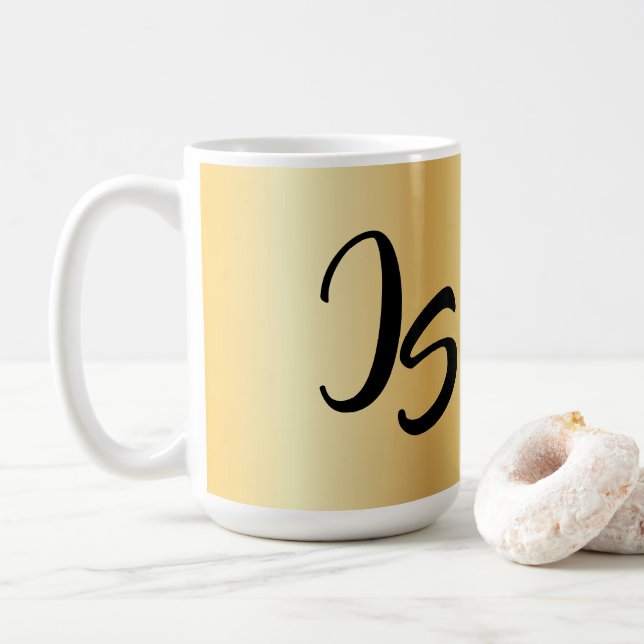 Personalized Monogram Trendy Design Gold Success Coffee Mug (With Donut)