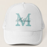 Personalized monogram trucker hat for bridesmaids<br><div class="desc">Personalized name monogram trucker hat for bride and bridesmaids . Vintage monogrammed name initial letter with stylish script typography. Cute wedding party favours for guests, friends and family. Make your own for bride to be and bride's entourage; brides maid, maid of honour, flower girl, matron of honour, mother of the...</div>