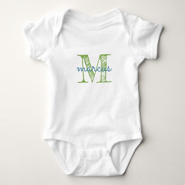Personalized  Monogram Typography Name Baby Bodysuit (Front)