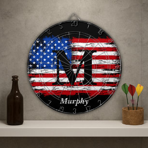 Personalized Monogram USA Flag 4th Of July Party Dartboard