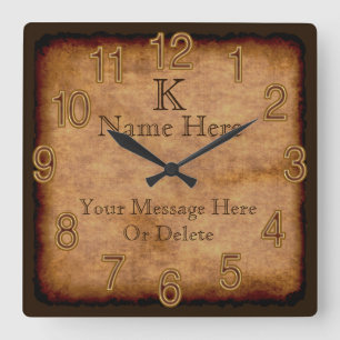 Personalized Monogram Vintage Clock 3 Text Boxes