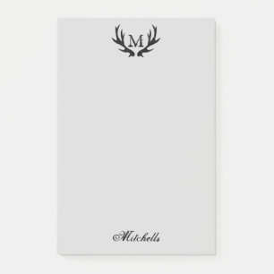 Personalized monogram vintage deer antlers logo post-it notes