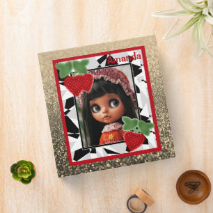 Personalized monogram vintage glitter shine 3 ring binder