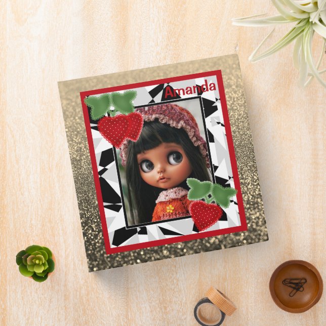 Personalized monogram vintage glitter shine 3 ring binder (In Situ)