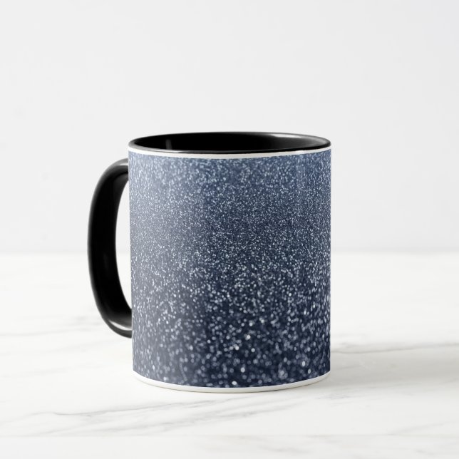 Personalized monogram vintage glitter shine blue s mug (Front Left)