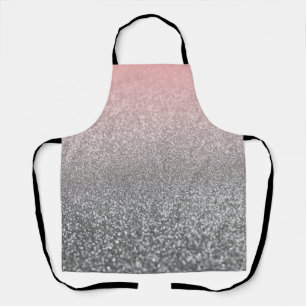 Personalized monogram vintage glitter shine pink apron
