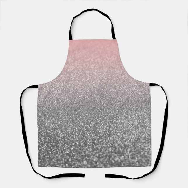 Personalized monogram vintage glitter shine pink  apron (Front)