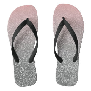 Personalized monogram vintage glitter shine pink  flip flops