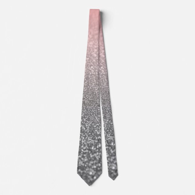 Personalized monogram vintage glitter shine pink s tie (Front)