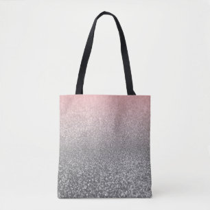 Personalized monogram vintage glitter shine pink s tote bag