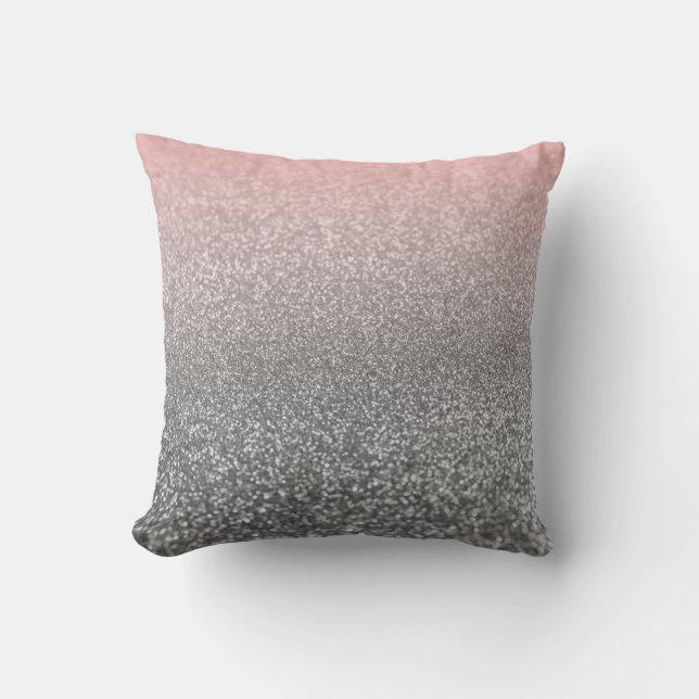 Personalized monogram vintage glitter shine pink  throw pillow (Front)