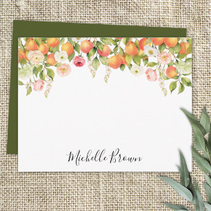 Personalized Monogram Watercolor Orange Elegant Card