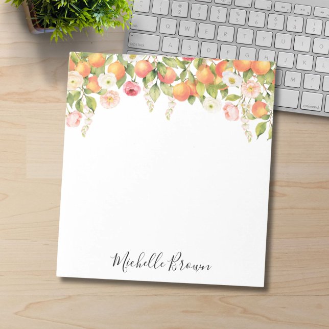 Personalized Monogram Watercolor Orange Elegant Notepad (Creator Uploaded)