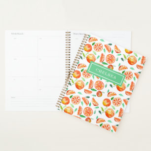 Personalized Monogram Watercolor Oranges Citrus Planner