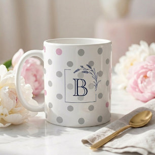Personalized Monogram Wedding Favours – Pink & Gre Coffee Mug