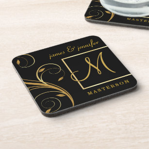 Personalized Monogram Wedding Gift Coaster Set