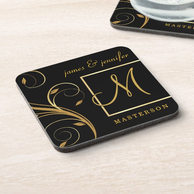 Personalized Monogram Wedding Gift Coaster Set (Left Side)