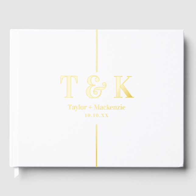 Personalized Monogram Wedding Real Foil Guest Book (Front)