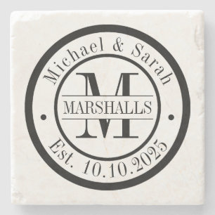 Personalized Monogram Wedding  Stone Coaster
