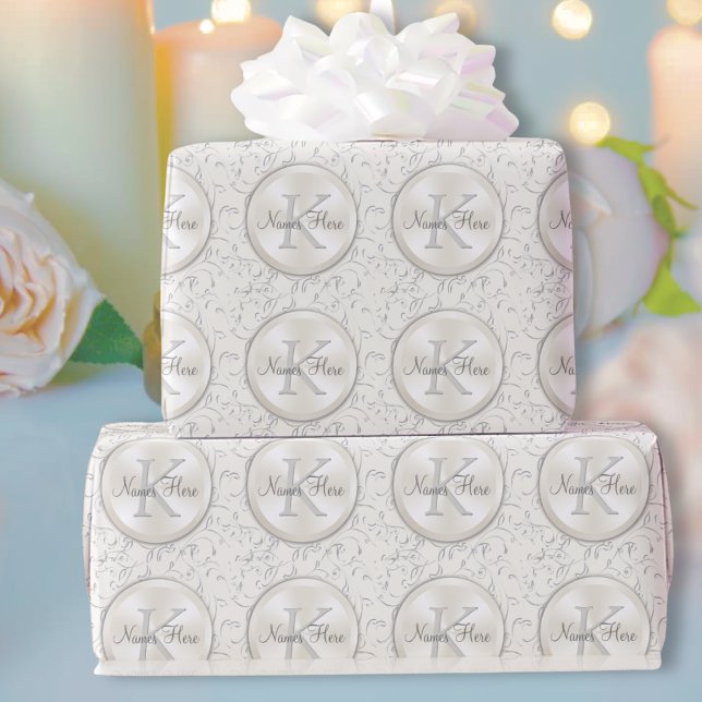 Personalized Monogram Wedding Wrapping Paper (Personalised wedding wrapping paper. Personalized bridal shower wrapping paper. Monogrammed and Name)