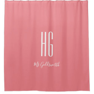 Personalized Monogram White on Coral Pink Modern