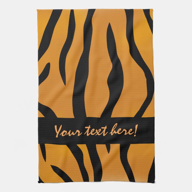 Personalized Monogram Wild Thing Tiger Stripes Kitchen Towel (Vertical)