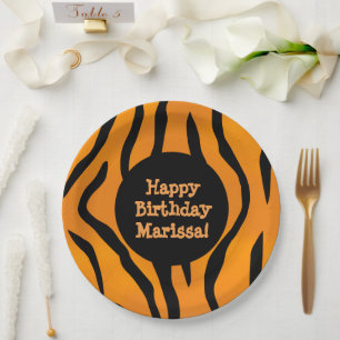 Personalized Monogram Wild Thing Tiger Stripes Paper Plate