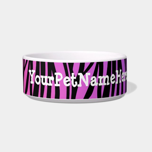 Personalized Monogram Wild Zebra Print Purple Bowl (Left)