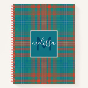 Personalized Monogram Wilson Plaid Tartan Holiday Notebook