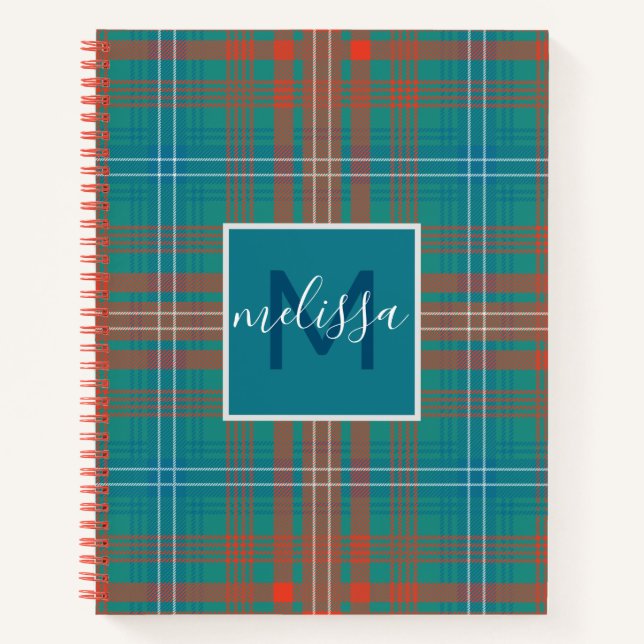 Personalized Monogram Wilson Plaid Tartan Holiday Notebook (Front)