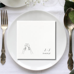 Personalized Monogram Wine Glasses Wedding Paper Napkin
