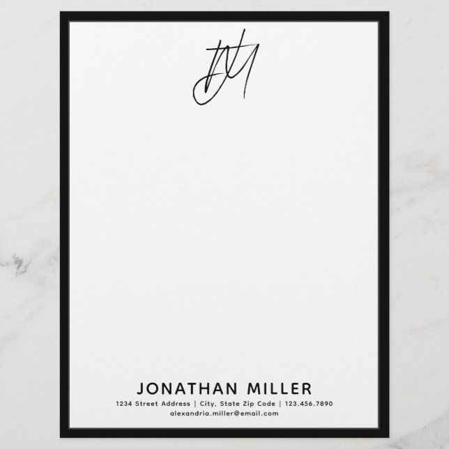 Personalized Monogram with Contact Information Letterhead (Front)