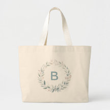 Personalized Monogram Wreath Tote Bag