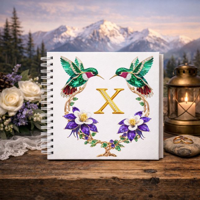 Personalized Monogram X Wedding Gift Hummingbird  Notebook (Creator Uploaded)