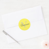 Personalized Monogram Yellow Classic Round Sticker