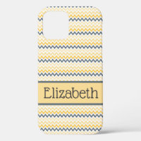 Personalized Monogram Yellow Grey Chevron 