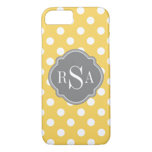 Personalized Monogram Yellow Polka Dots Pattern Case-Mate iPhone Case