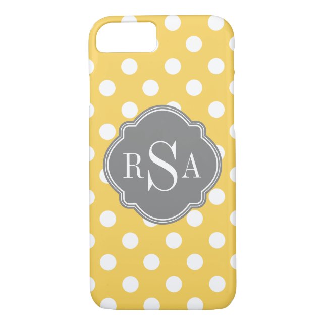 Personalized Monogram Yellow Polka Dots Pattern Case-Mate iPhone Case (Back)