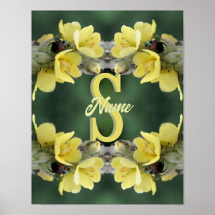 Personalized Monogram Your Initial Name Mullein Poster