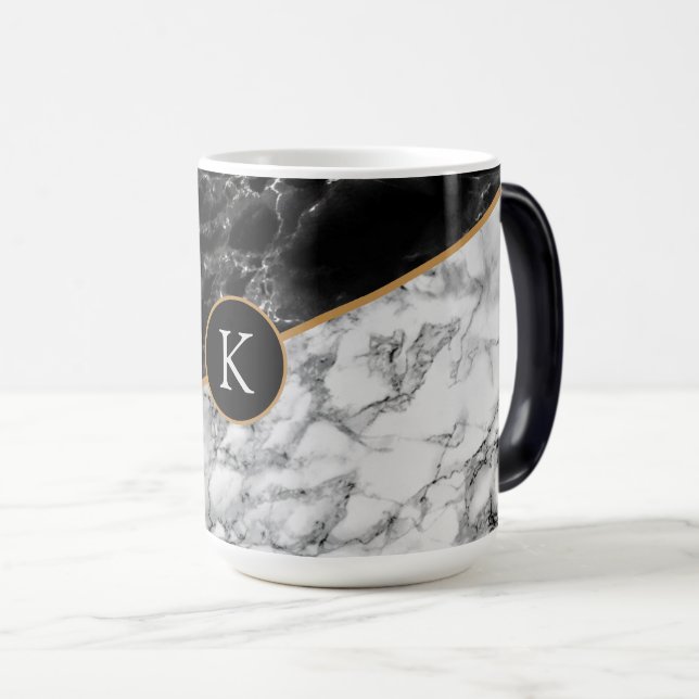 Personalized Monogram Your Letter Faux Marble Mug (Front Right)