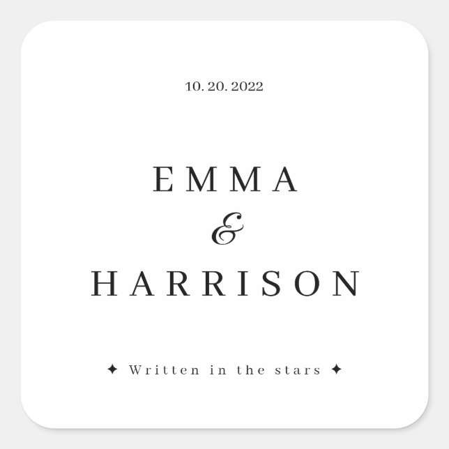 Personalized Monogram Zodiac Wedding Names Sticker (Front)