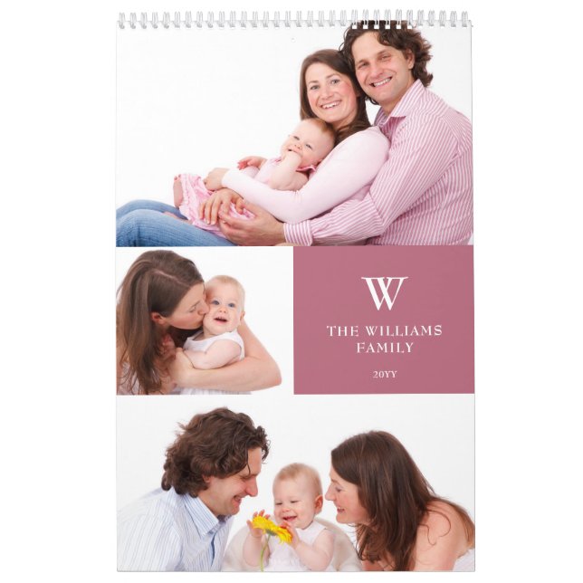 Personalized Monogrammed 15 Family Photo 2025 Calendar (Cover)