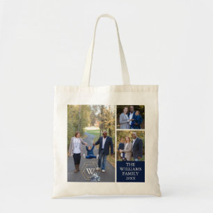 Personalized Monogrammed 3 Family Photo Collage Tote Bag